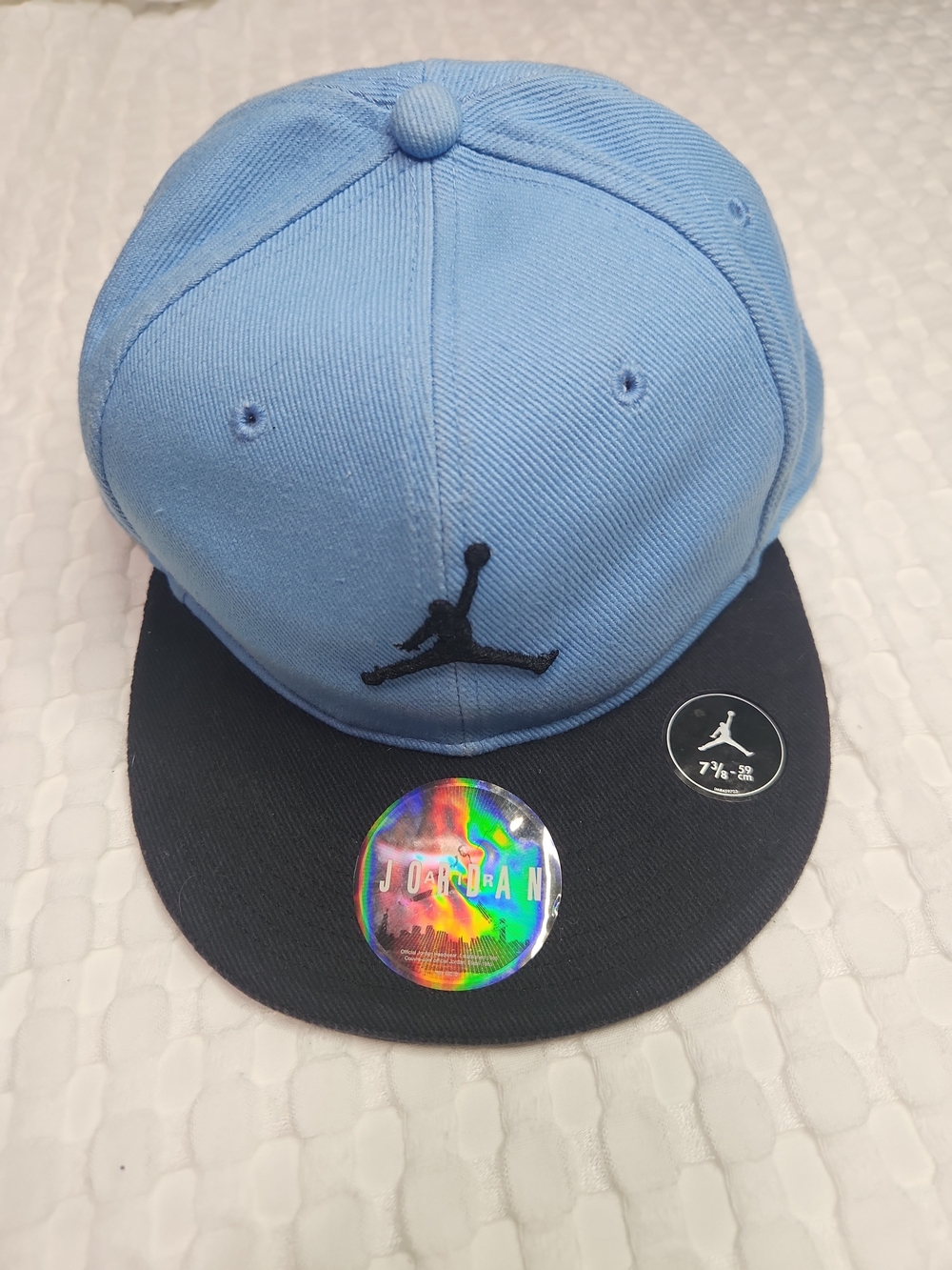 Jordan 7⅜ Light Blue and Black Flat-Brim Cap